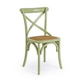 Zöld színű, szilfából készült, thonet jellegű étkezőszék.